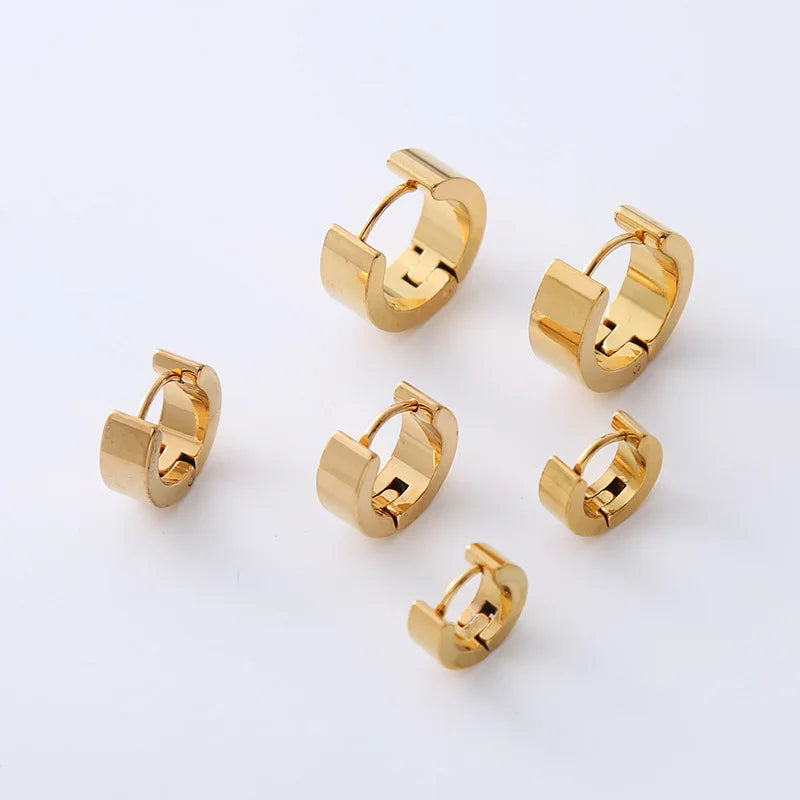 12pairs/set Stainless Steel Charm Smooth Surface Hoop Earrings High Polished Round Earring Clips For DIY Fashion Jewelry Gifts