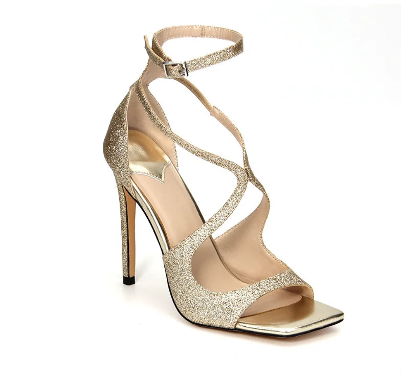 Summer New Fashionable High-heeled Women's Open Toed Sandals Dance Shoes Party Sexy 34-44 Large Women's Shoes