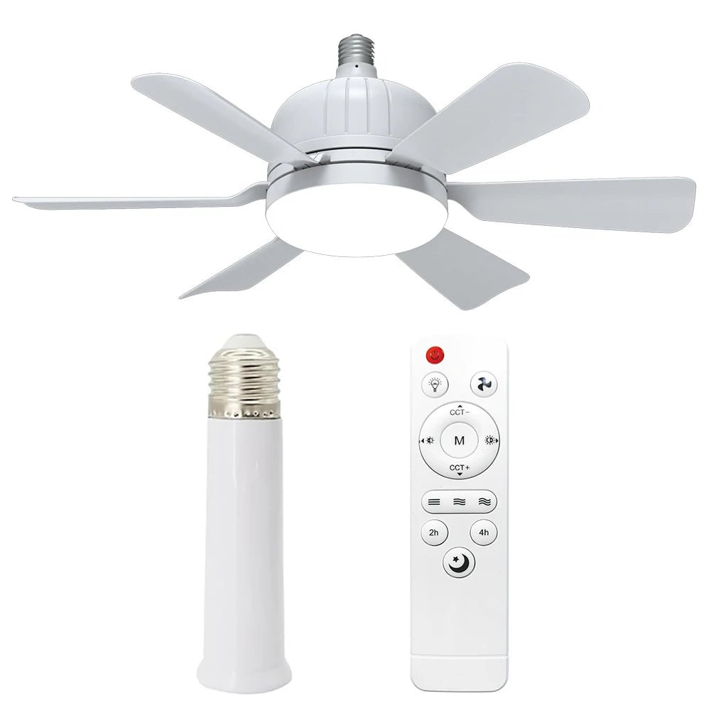 Socket Fan Light with Remote Screw in Ceiling Fan Light Adjustable Wind Speed Socket Ceiling Fan Light Bulb Fan for Home Office