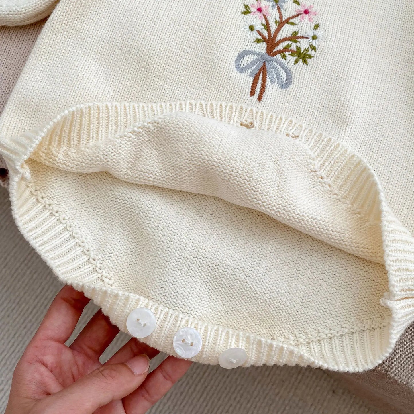 Autumn Baby Clothing New Baby Knitted Rompers Lotus Leaf Collar Long-sleeved Romper Cute Baby Girl Embroidered Sweaters Jumpsuit