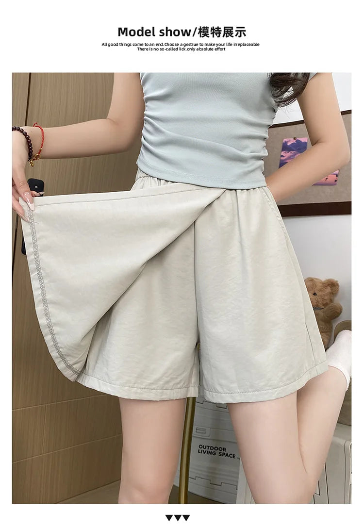 Women's Cargo Skirt Pants 2026 Summer High Waist Loose Fit 5-Pocket Casual Shorts Ice Silk Culottes Streetwear