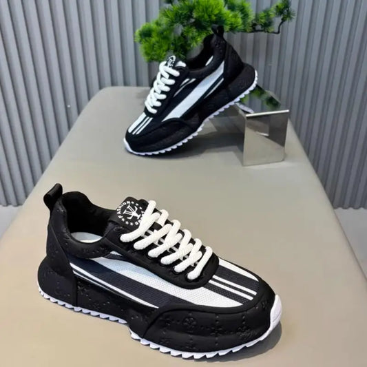 Leather Running Shoes Men Casual Shoes Outdoor Breathable Man Walking Lightweight Comfortable White Sneakers Tennis Sport Shoes