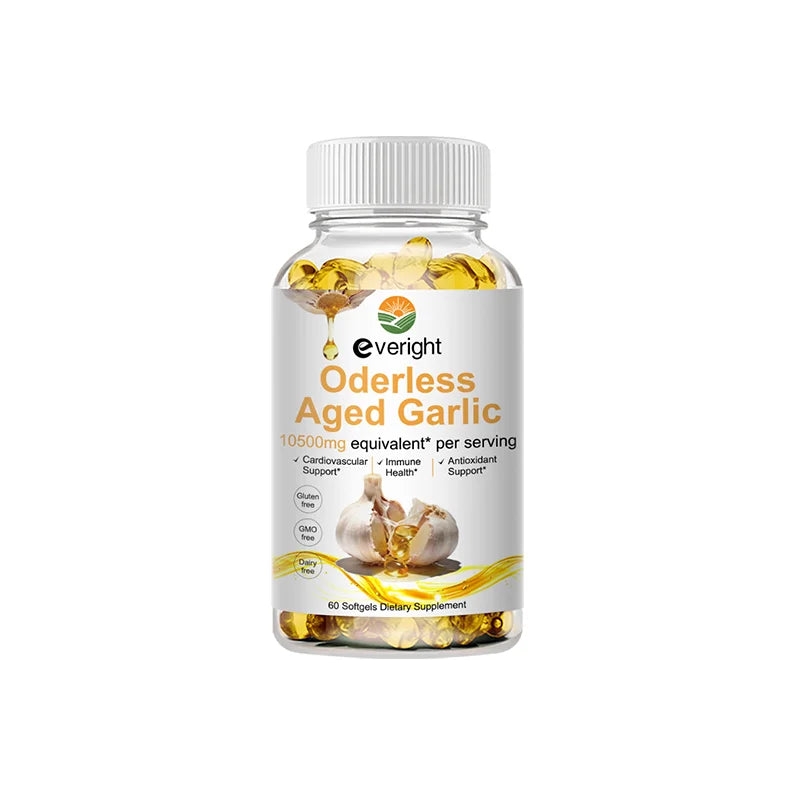 Aged Garlic Extract Capsules – Odorless Formula with Magnesium, Chromium, B1 & B9 – Supports Immune, Heart & Cardiovascular Heal
