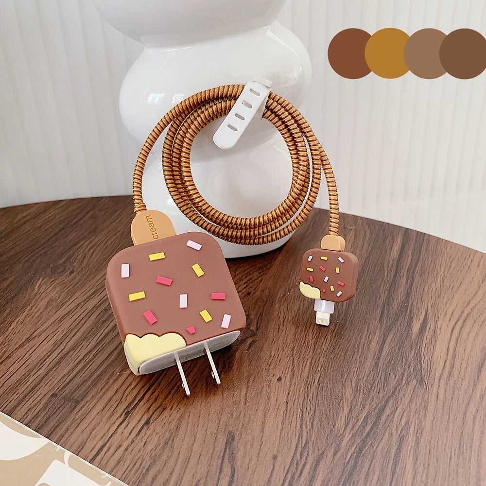 Cartoon Iphone Charging Cable Protector Cover For iPhone 15 14 13 Pro Max 18W/20W EU US Charger Case Cable Cord Winder Protect