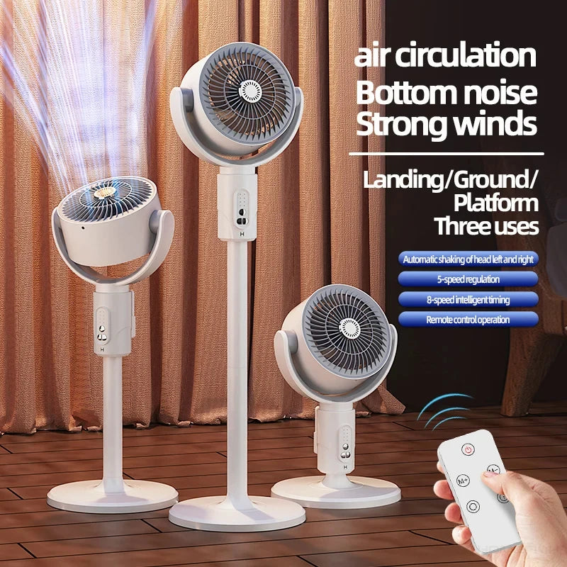 360 Circulation Quiet Powerful Floor Fan,Standing Smart Fans,with Remote Control Adjustable Height