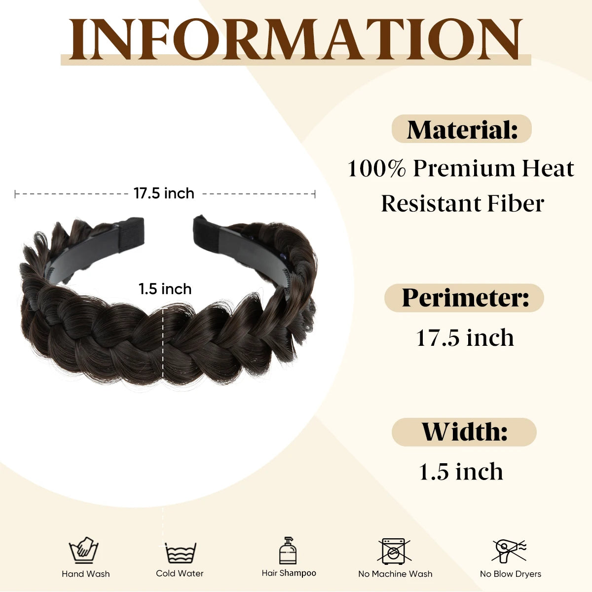 SARLA High-Quality Synthetic Fiber Braided Headband Wig, Fishtail Braid Headband, Bohemian Style Women's Hair Accessory Wig, sui