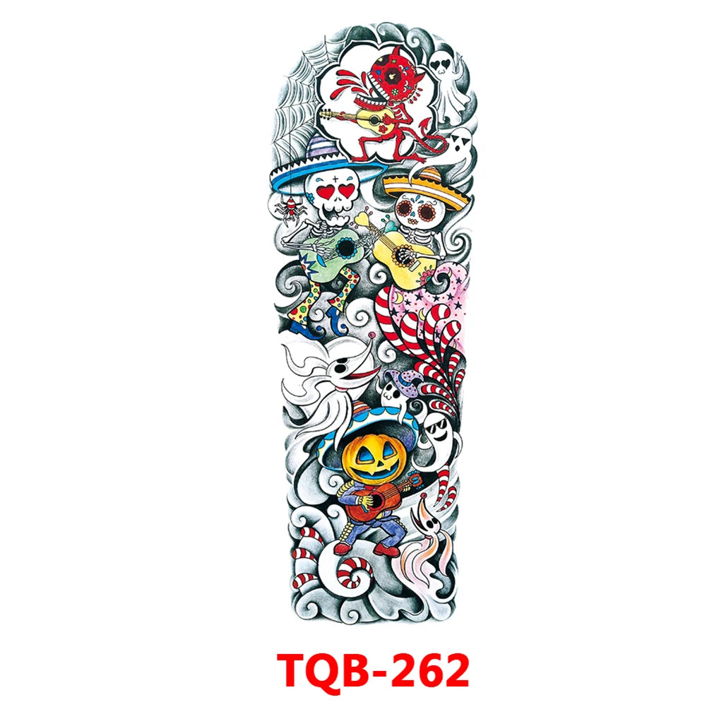 Large Arm Sleeve Tattoo Rose Gear Clock Eye Waterproof Temporary Tatto Sticker Lion Wolf King Body Art Full Fake Tatoo Women Men