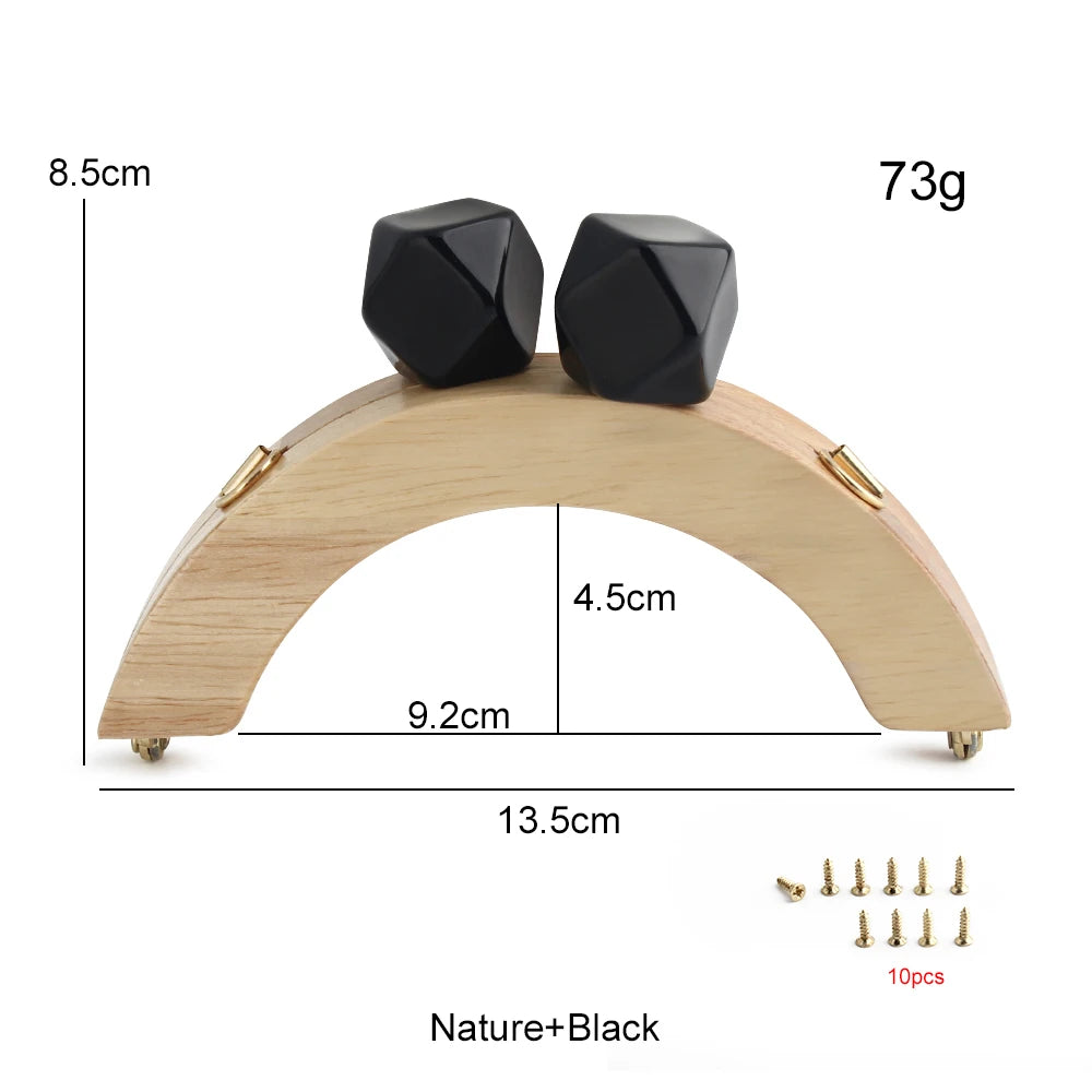 1PC Mini Handbag Bag Frame Matching Lock Wooden Bag Arched Bridge Handle with Colorful Resin Beads DIY Handicraft Accessories