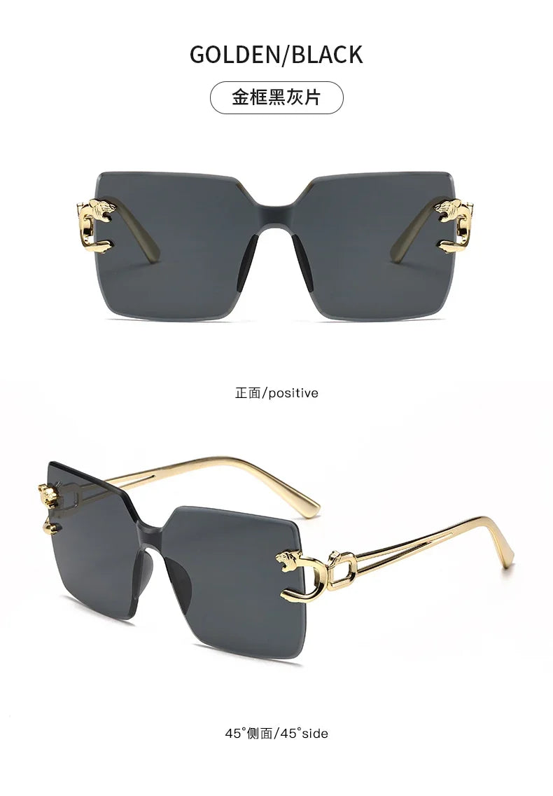 Retro Square Sunglasses Women Men Rimless Trend Luxury Shades Travel Glasses Lady Man UV400