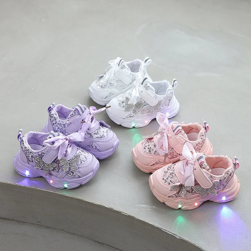2026 New Girls Soft Sole Non-Slip Shoes Cute Princess Casual Sneakers Lightweight Sport Shoes for Toddler Little Girls Spring