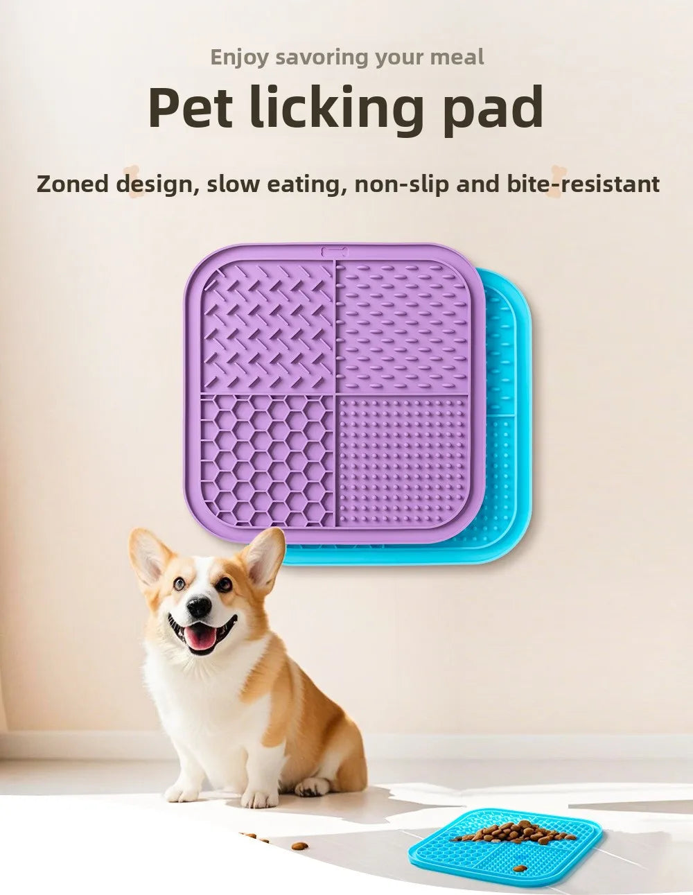 Pet Lick Mat for Dogs Cats, Anti-slip Anxiety Reducer Lick Tray,  Anxiety Relief Feeding Pad for Bath Grooming Distraction