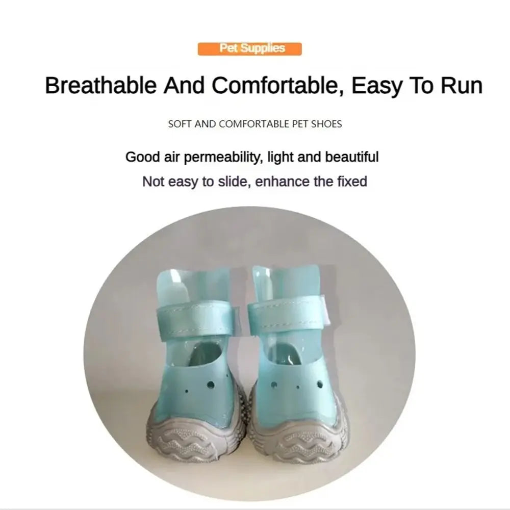 Cute Non-slip Waterproof Pet Shoes Comfortable Adjustable Outdoor Dog Boots Elastic Breathable Pet Rain Shoes Cat Paw Protection
