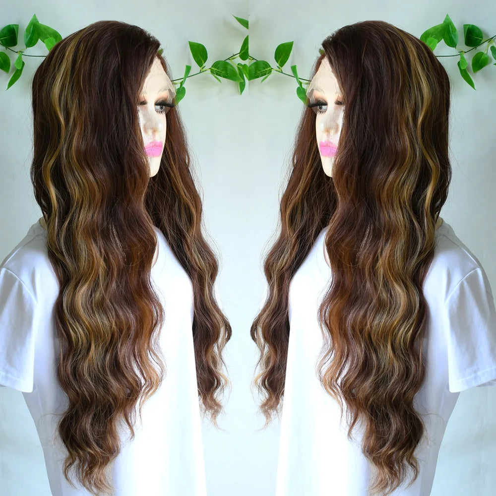 White Wig Body Wavy Lace Front Wig 13x4 HD Heat Fiber Pre Plucked Synthetic And Blend For Women Daily Wear Clearance Cosplay
