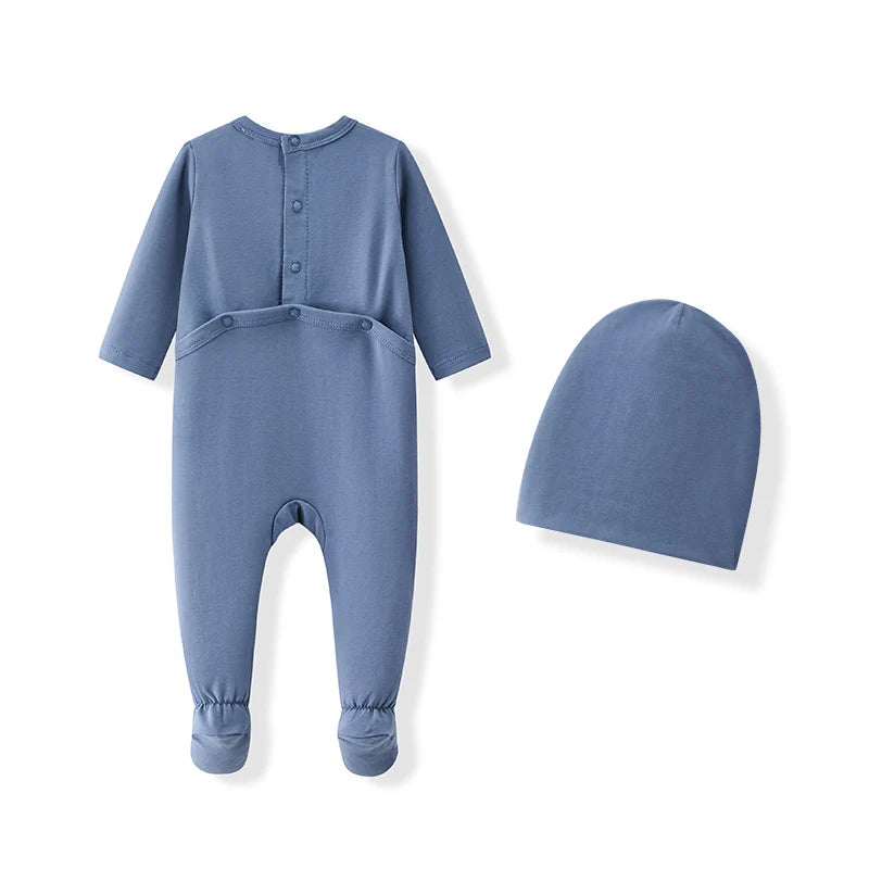 Ali Layette AW26 Baby Footed Romper Matching Hat Girl Boy Cotton Pajama Sets
