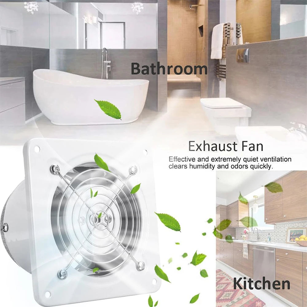 Silent Exhaust Fan Wall-Mounted 4-Inch 100mm Window-Type Bathroom Exhaust Fan Ventilation and Air Exchange Fan Duct Extractor