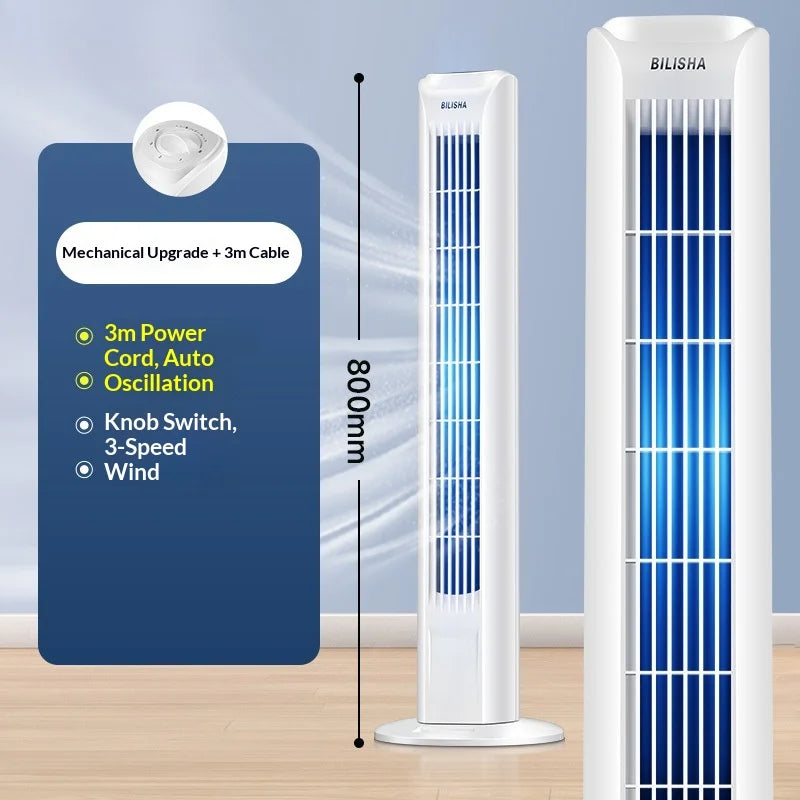Bladeless Oscillating Tower Fan Quiet Remote Control USB Portable Adjustable Height Silent Bedroom Office Dorm Air Conditioner