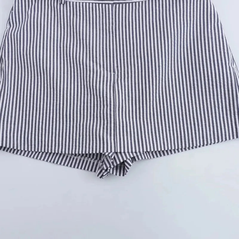 Women Casual Striped Skirts With Belted 2026 Summer Female High Waist A-Line Skirts Elegant Streetwear Lady Chic Shorts Skirts