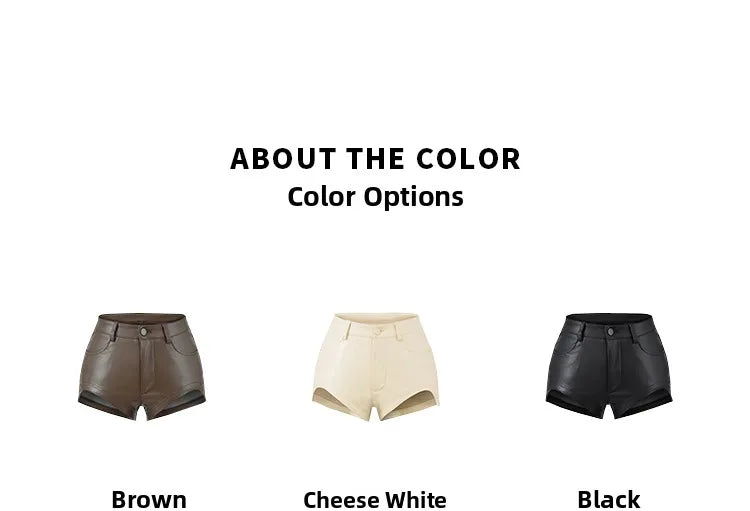 Sexy High Waist PU Leather Shorts Women's Tight Fit Hot Pants Long Legs Enhancing Hip Shape Arc Design Daily Wear Shorts