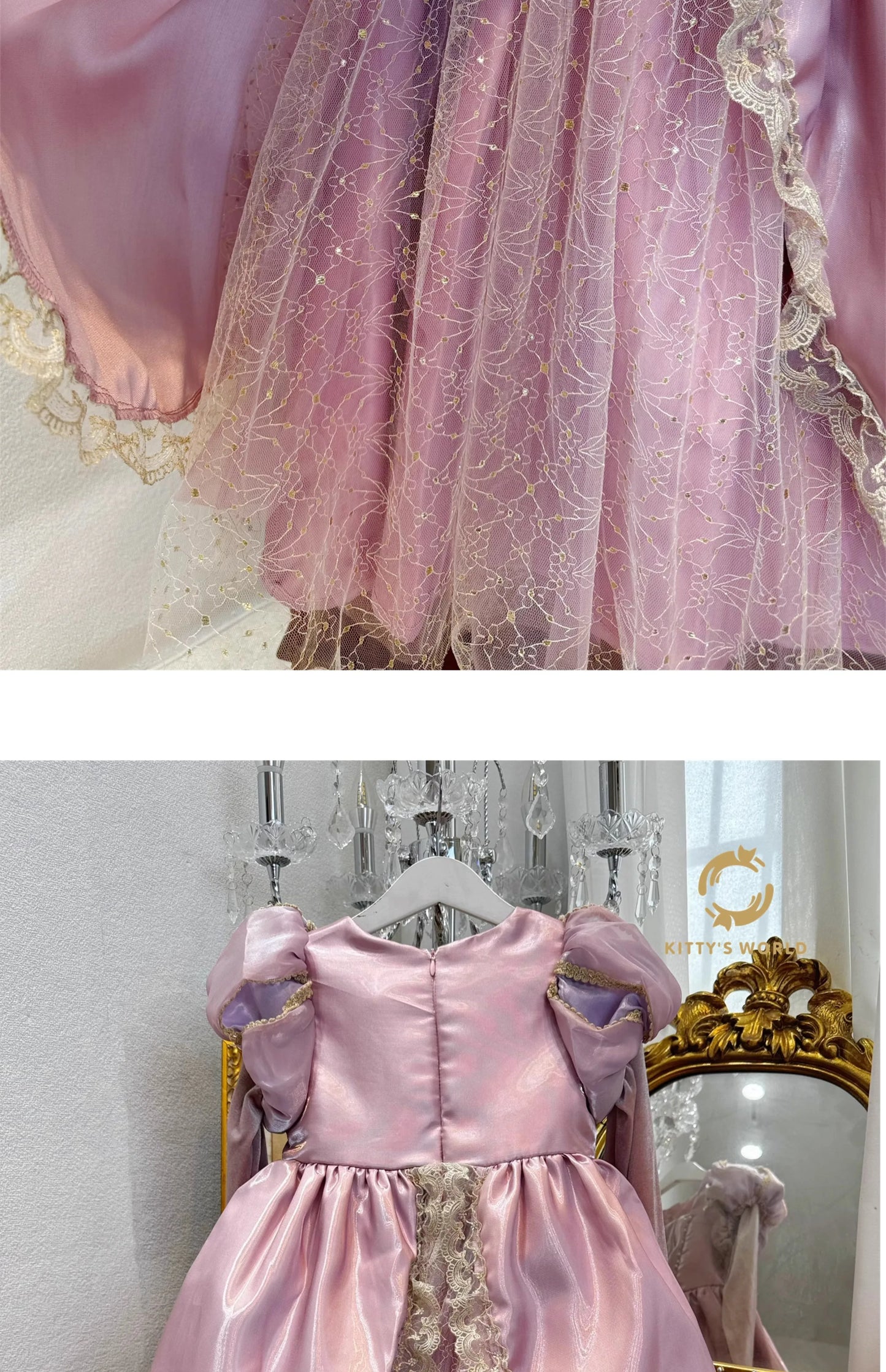 Kids Pink Aurora Princess Lolita Dress Halloween Costume Girl Sleeping Beauty Princess Cosplay Birthday Party Dresses for 2-12Y