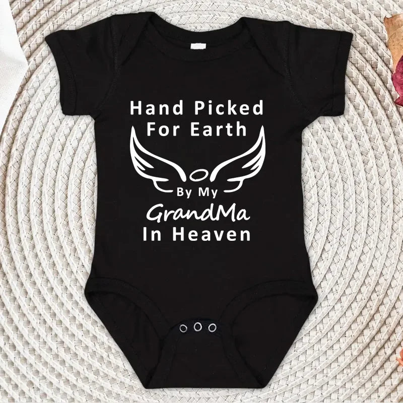 Hand Picked for Earth By My Grandpa/grandma in Heaven Baby Bodysuit Romper Summer Short Sleeve Jumpsuit Onesies