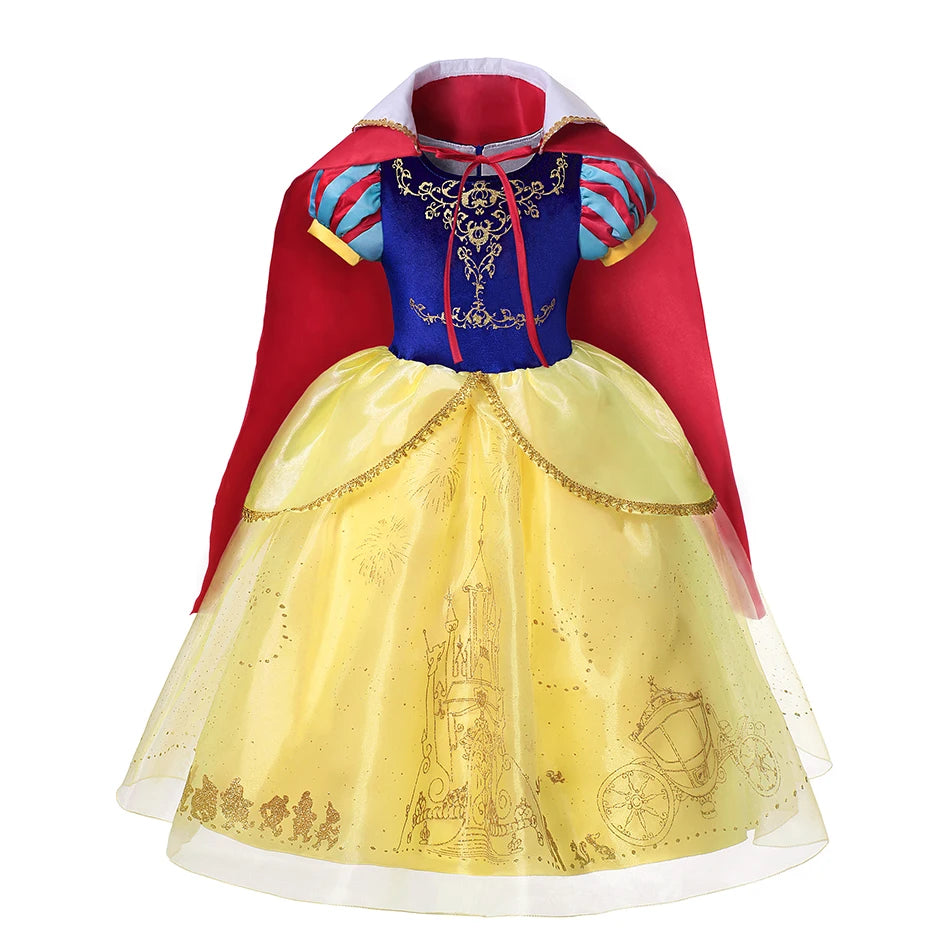 Halloween Birthday Dress Cinderella Snow White Aurora Rapunzel Princess Costume for Girls Kids 2-8Y
