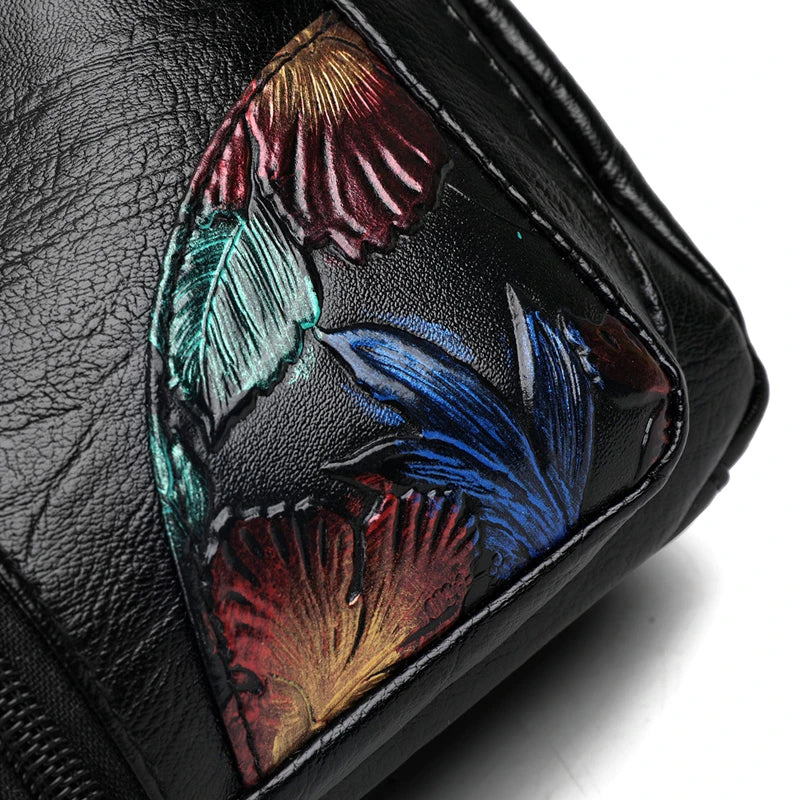 Luxury Soft Leather Women Messenger Shoulder Handbags and Purses Flowers Multi-pocket Crossbody Mommy Bag Ladies Sac 2022 New