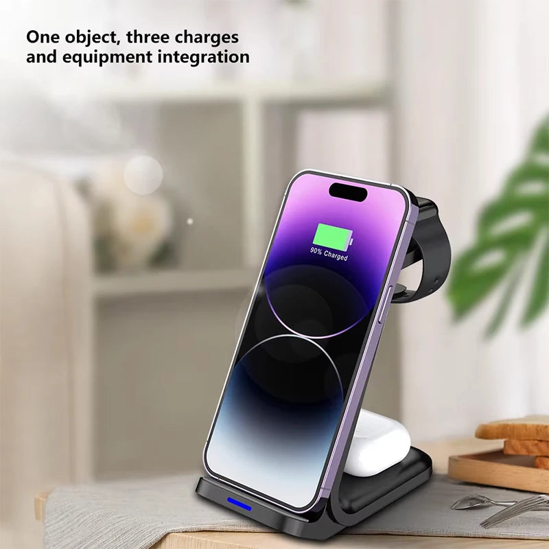 3-in-1 Wireless Charger Magnetic Stand 30W Output Power Travel Charger for iPhone Smart Watch Earphone with Holder