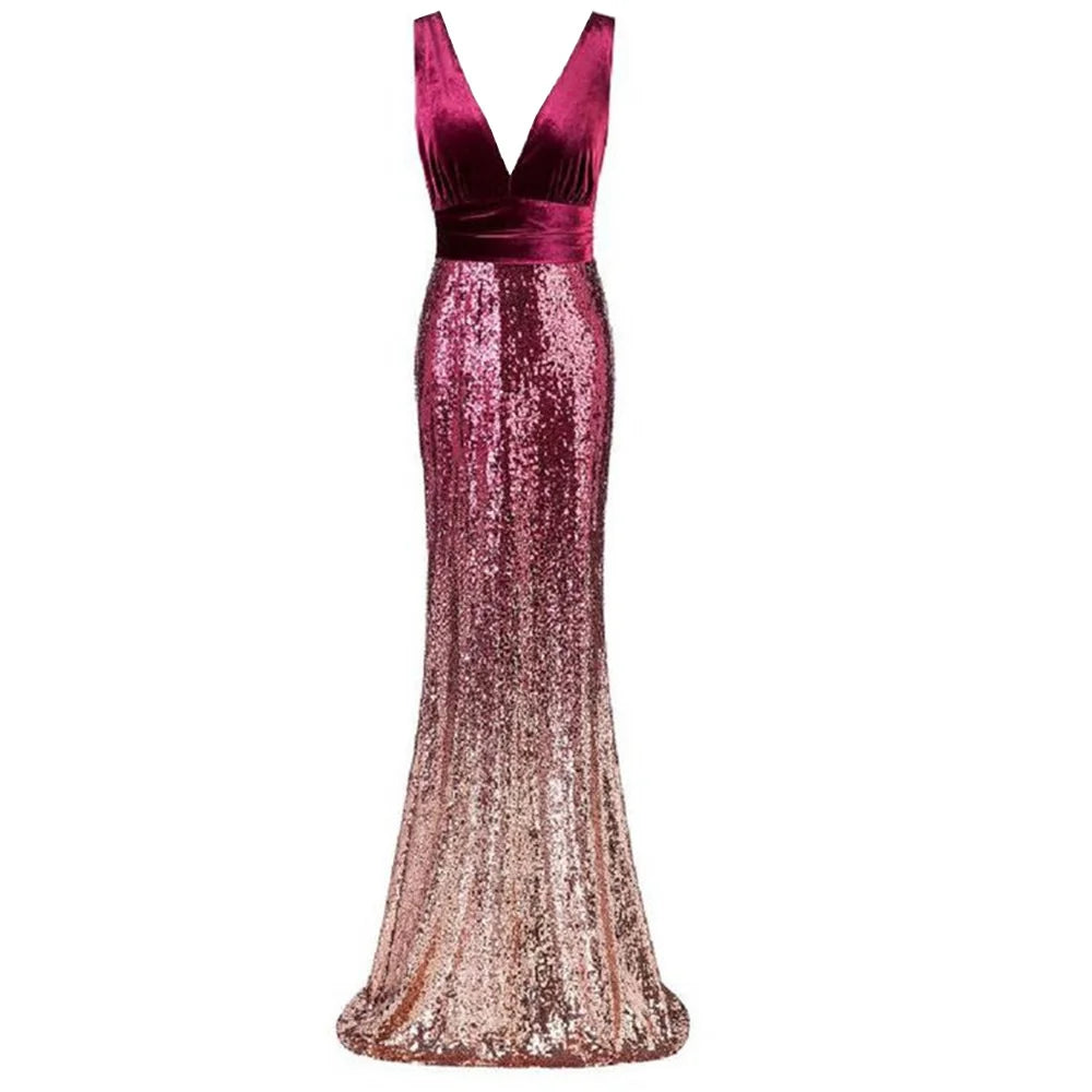 Sexy vintage Maxi Sequin cocktail Dress bridesmaid Prom Dresses for Women Casual Party Long sleeve club Bodycon Dress vestidos