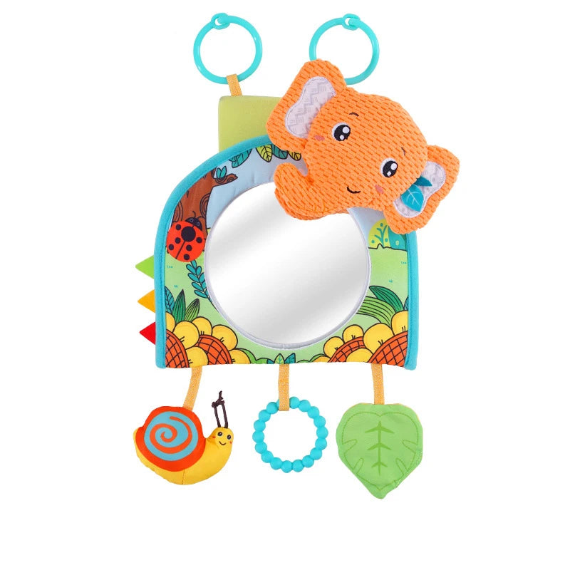 Baby Mirror Car Seat Toys Rear Teether and Crinkle Pape Fun Travel Infant Tummy Time Toys Babies Carseat Toy for Newborns Gifts