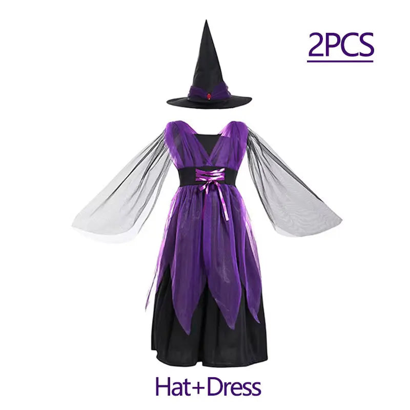 Halloween Costume for Girls Dress Scarlet Witch Vampire Devil Ghost Bat Carnival Party Dress Up  Kids Cosplay Clothes