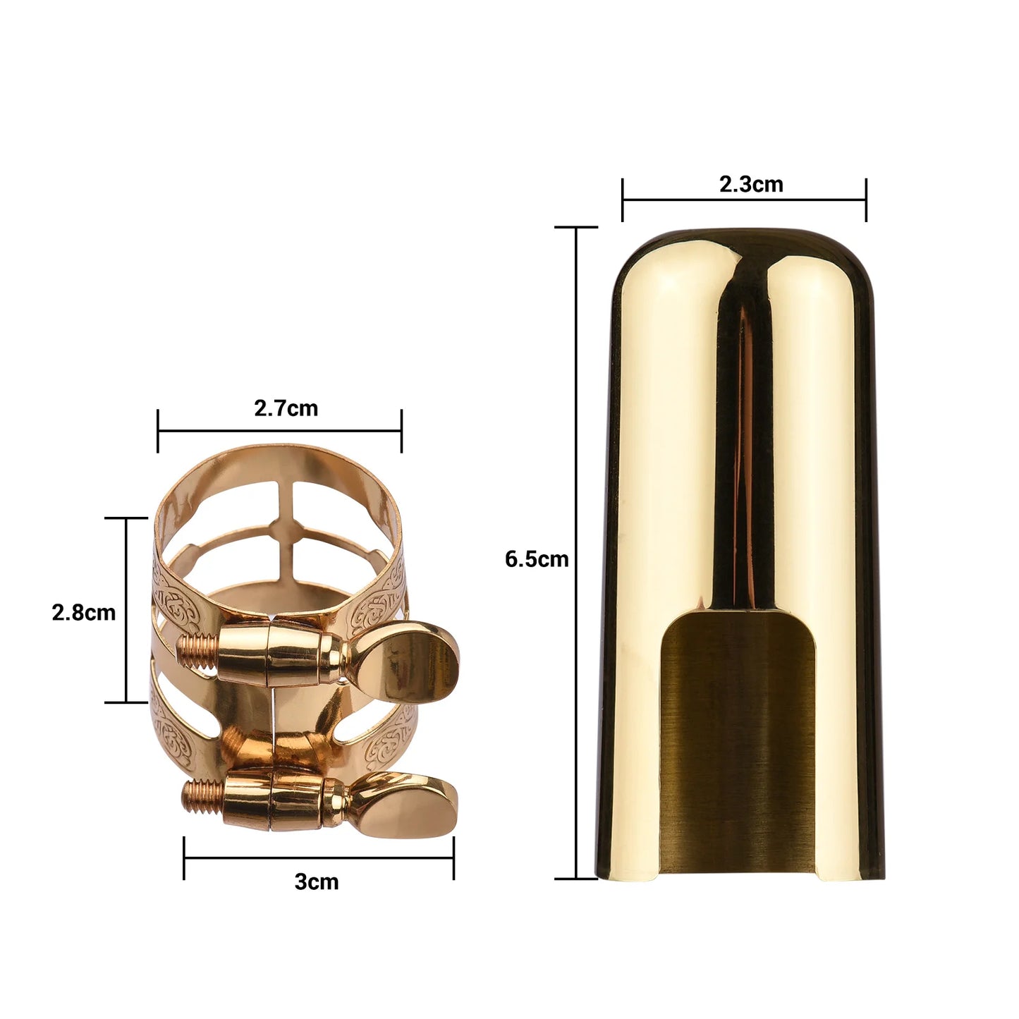 Copper Double Screw Adjustment Saxophone Ligature Compact Sax Ligature with Mouthpiece Cap for Alto Saxophone Accessories