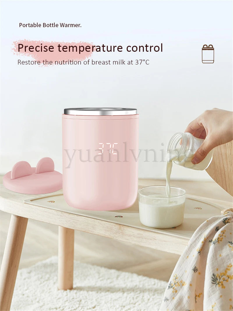Portable Baby Bottle Warmer Wireless 8800mAh Fast Heating &Sterilizer Waterproof Breastmilk Warmer with 3 Adapters