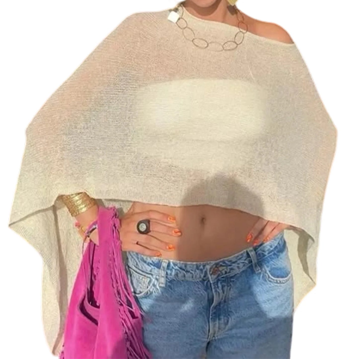 Summer Irregular Knitted Cover-ups Crop Tops Y2k Aesthetic Vintage Smocked T-shirt Boho Beach Vacation Going Out Pullovers Tees