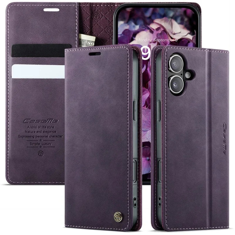 Magnetic Leather Wallet Card Phone Case For iPhone 17E 17 Air 16E 16 Pro Max 15 Plus 14 13 12 11 Flip Wireless Charging Cover