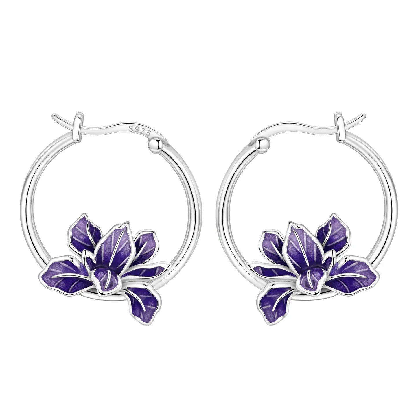 925 Sterling Silver Needle Iris Flower Hoop Earrings for Women Original Elegant Versatile Jewelry Birthday Party Fine Gift 2026