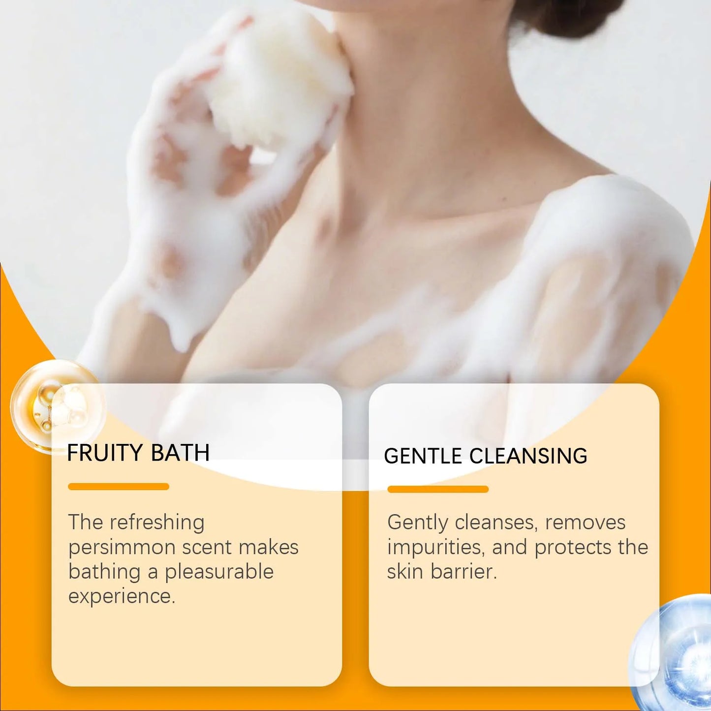 Persimmon Soap Bar Odor Removal Bath Bar Natural Deodorizing Body Cleansing Soap Soften Rough Skin Moisturizing Bath Soap