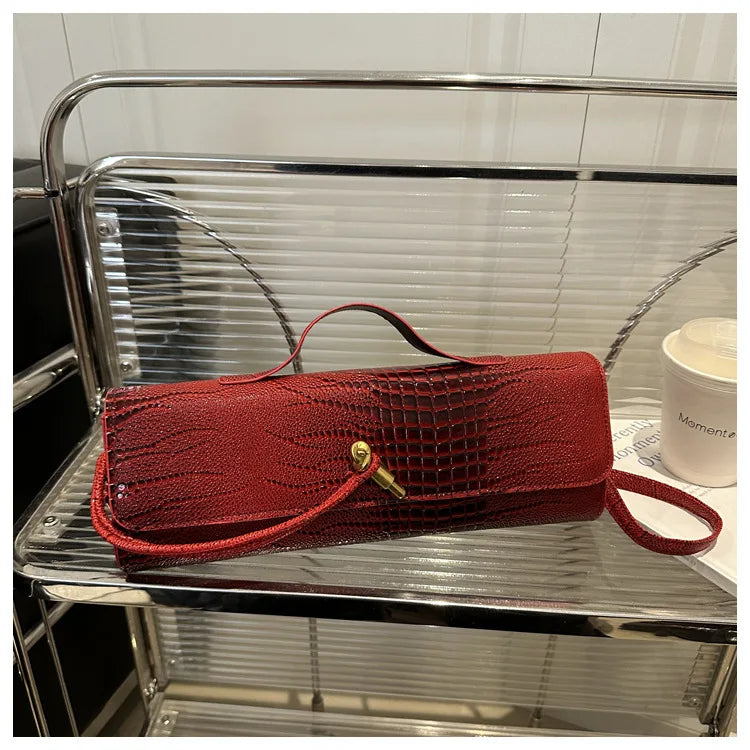 Luxury Design Top-Handle Bag For Women Evening Handbag Long Purse, Crocodile Pattern Crossbody Shoulder Bags Fashionable Outfits
