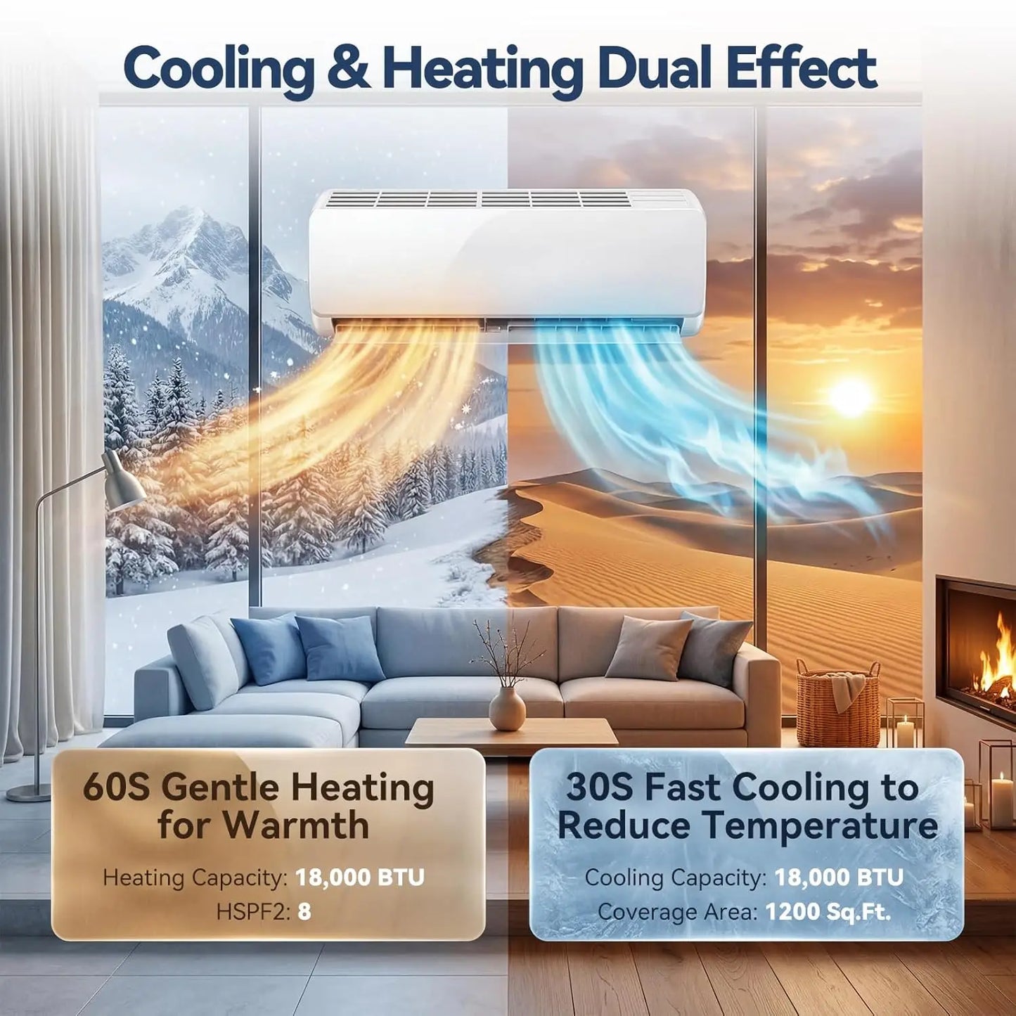 18,000 BTU Mini Split AC Heating System, 17 SEER2 230V Ductless Mini Split Air Conditioner with Heat Pump, Quiet 29dB &, Custom