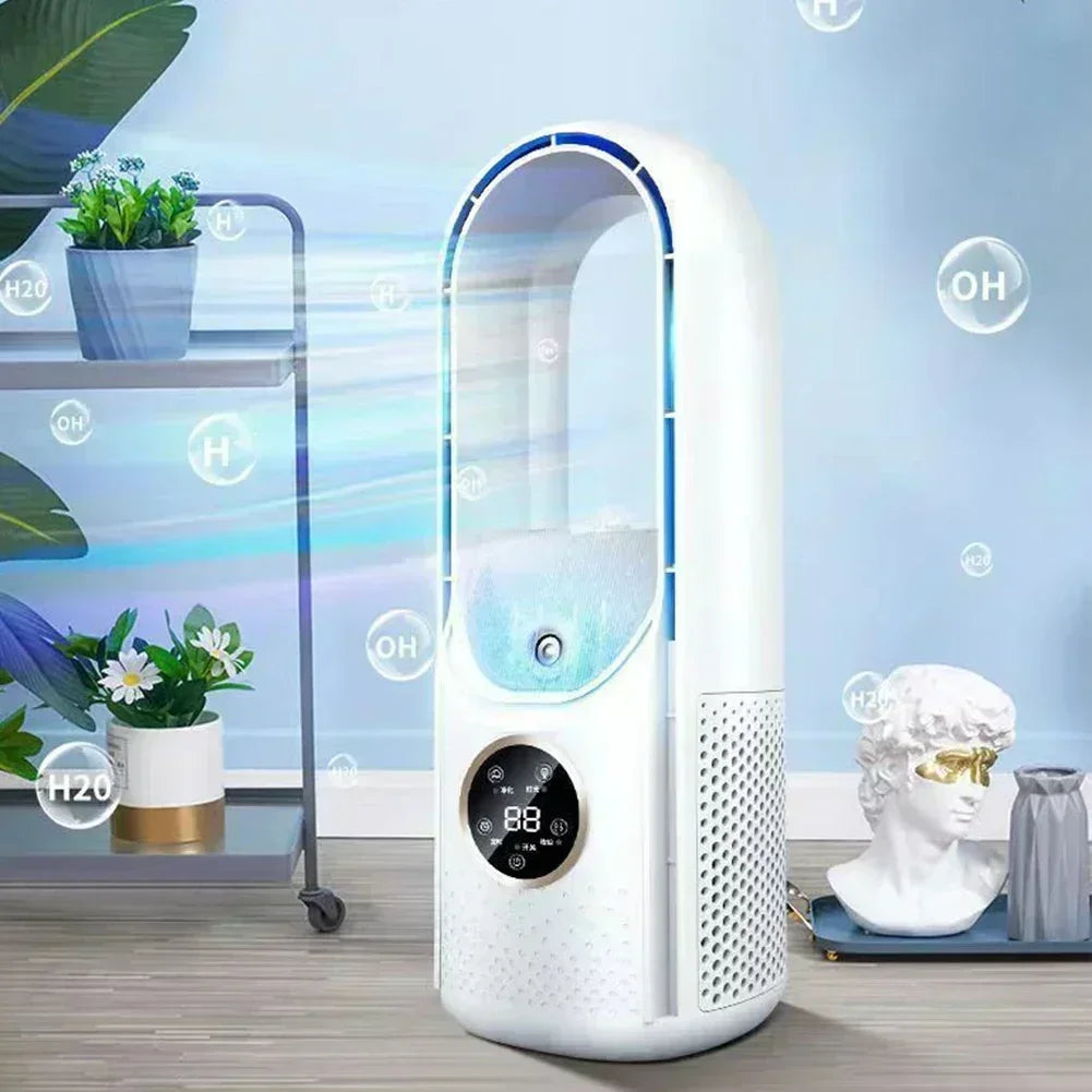 Portable USB Air Cooler Leafless Electric Fan 6 Speed Silent Timer Air Conditioner Cooling Fan Humidifier Conditioning Fan Amagi