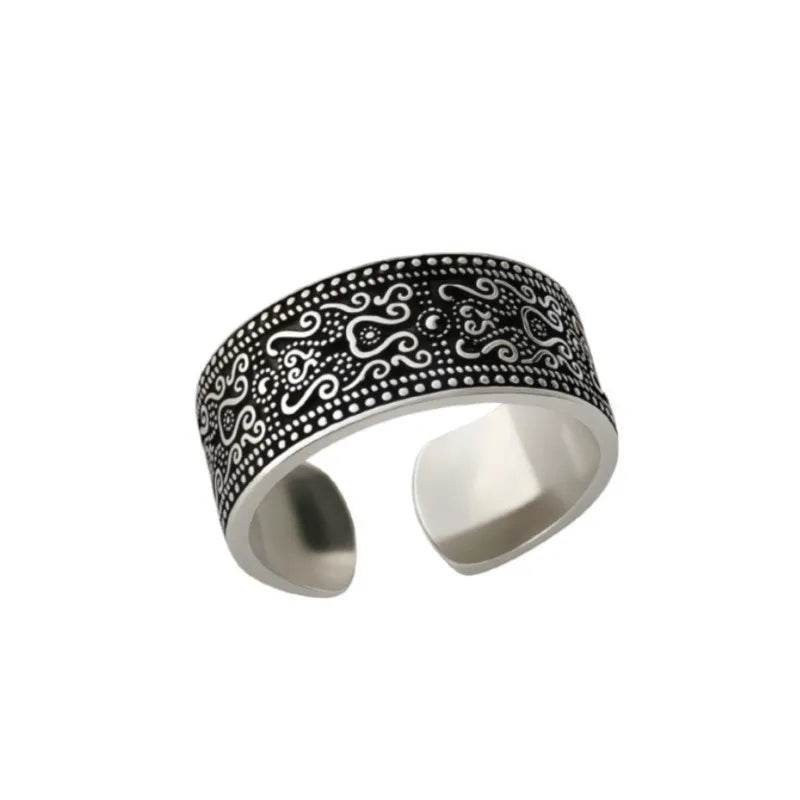 VENTFILLE 925 Sterling Silver Arabesque Pattern Ring For Women Vintage Aesthetic Simple Trend Ethnic Jewelry Gift Dropshipping