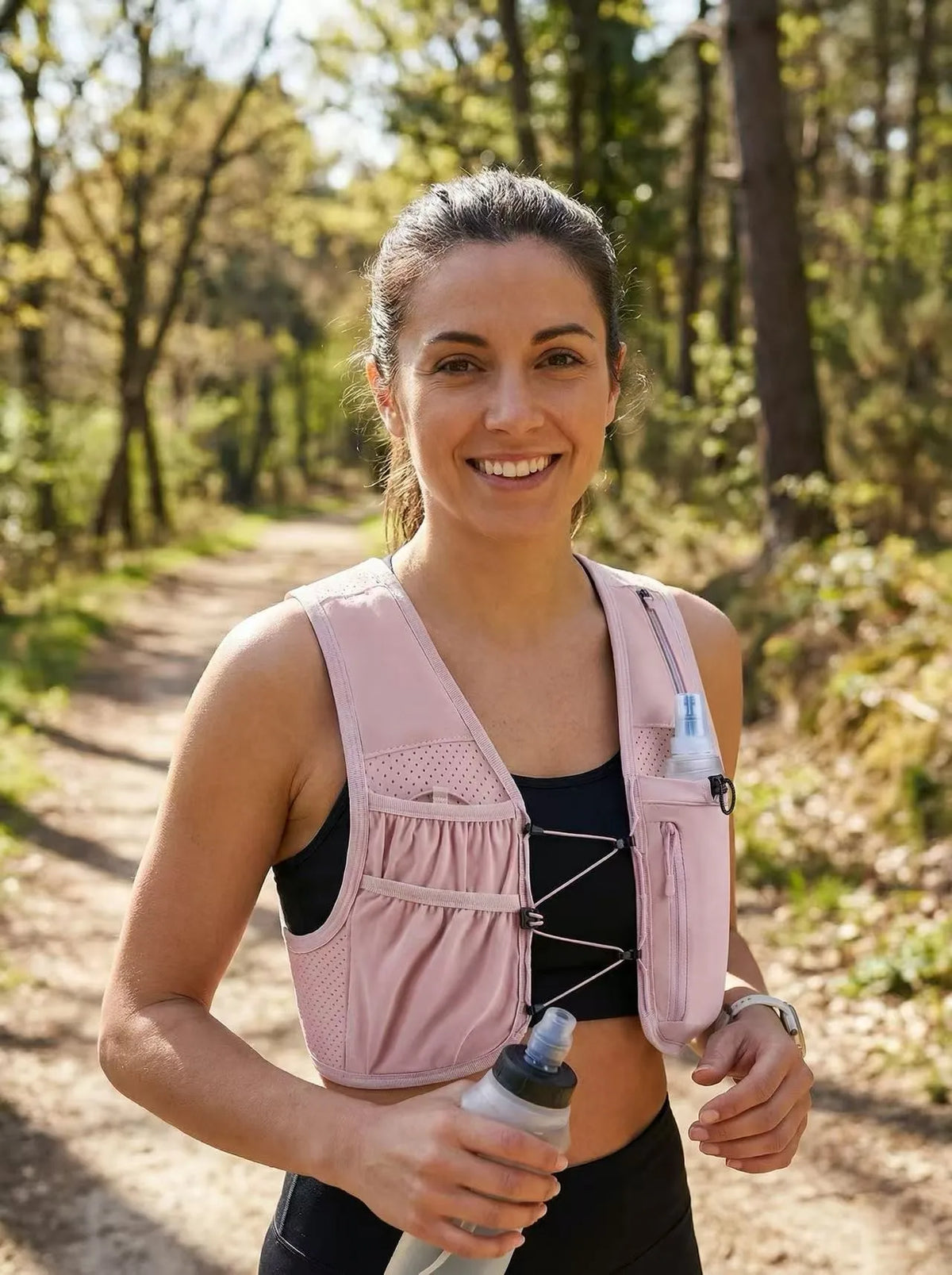 Women's Men's Running Vest Adjustable Chest Strap Running Hydrating Vest Lightweight Reflective Hydrating Backpack