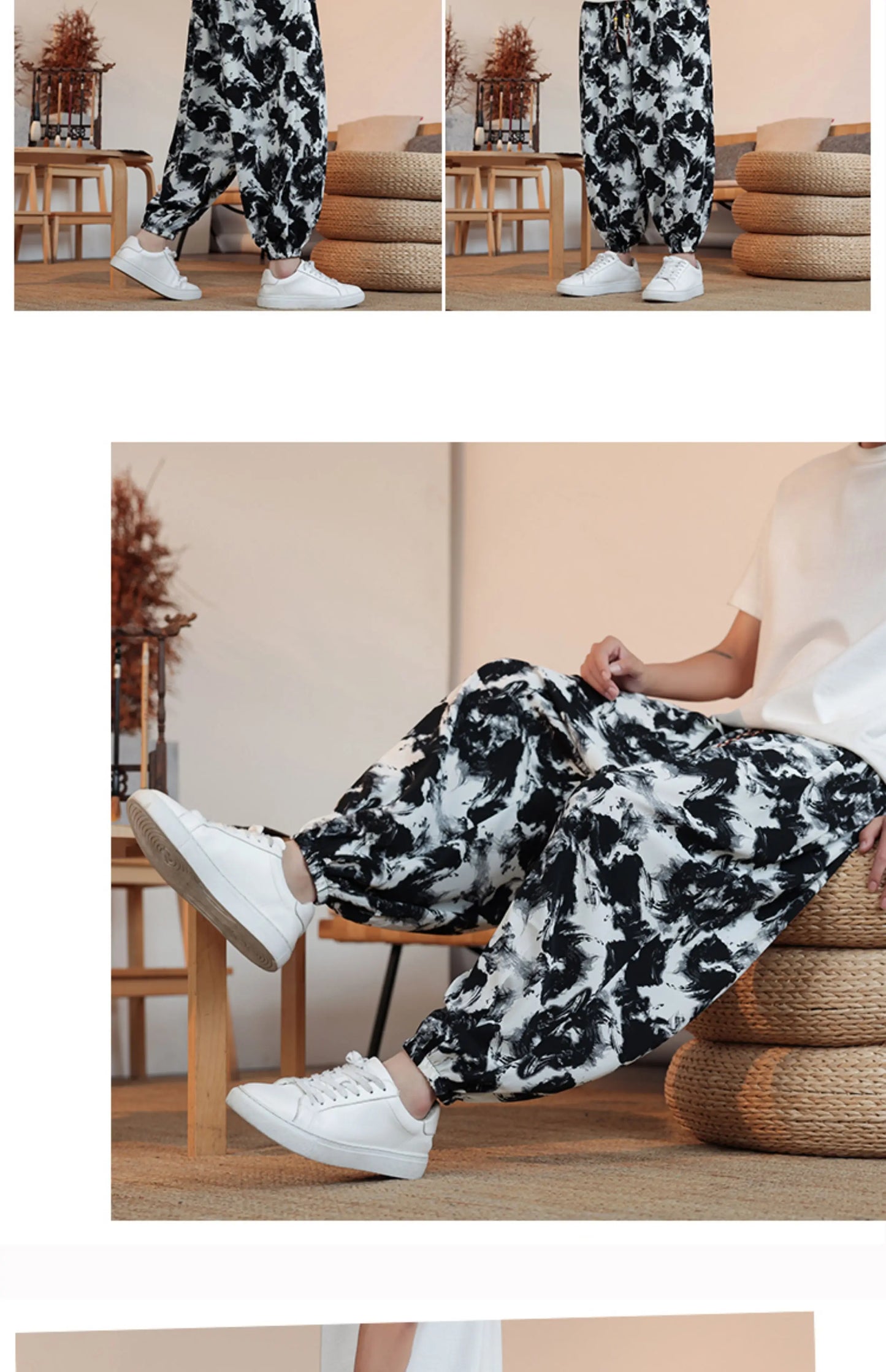 Summer Men Wide-leg Pants Male Retro Harem Pants Mens Hiphop Streetwear Harajuku Style Casual Pants Women Jogging Trousers