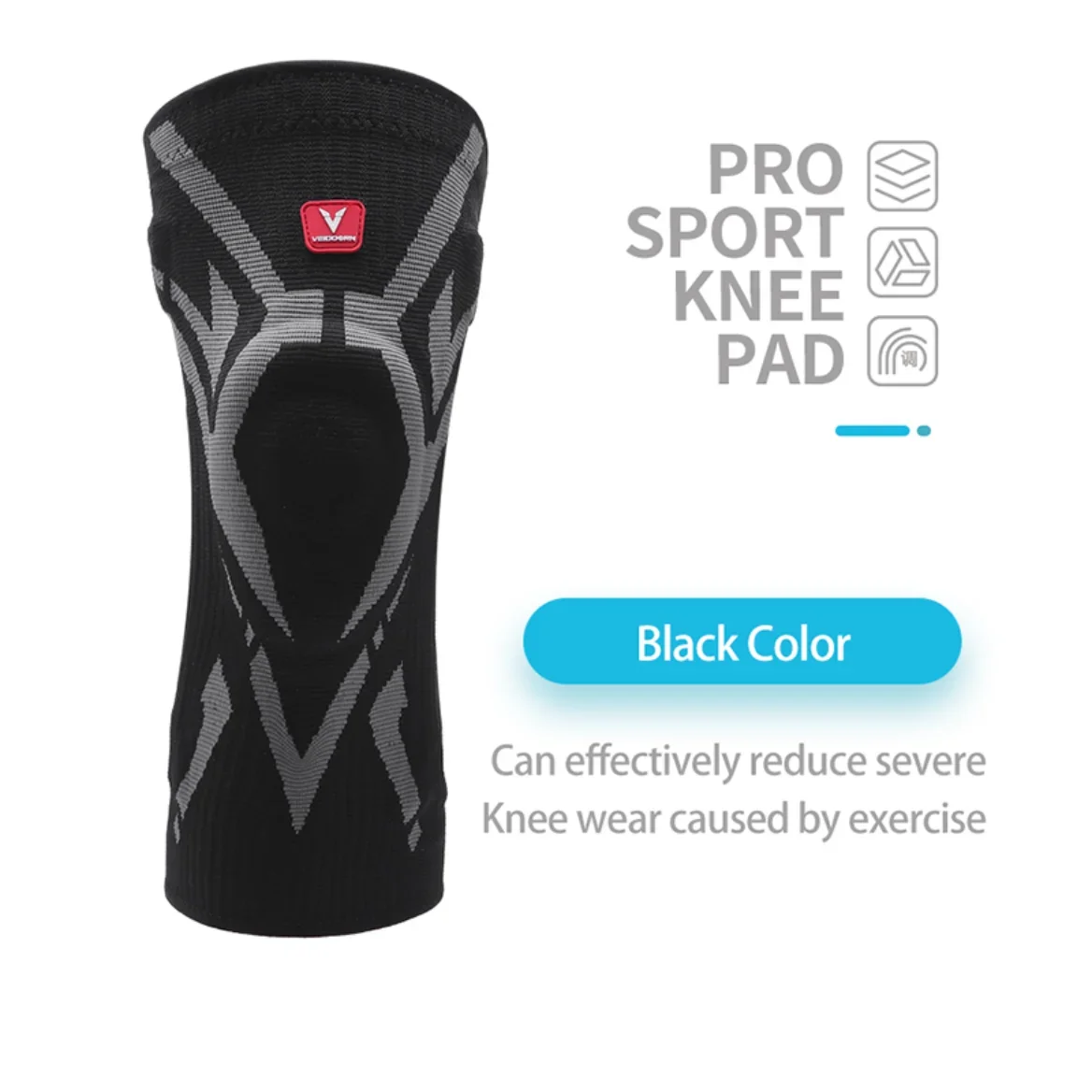 Durable Professional Knee Brace for Basketball Workout Antislip Strip Side Stabilizers Sport Knee Support with TPE Pad