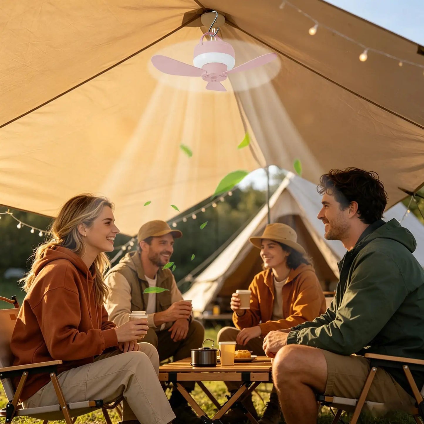 Ceiling Fan With LED Light and Remote Control USB Charging Household Outdoor Camping Tent Student Dormitory Bed Small Fan