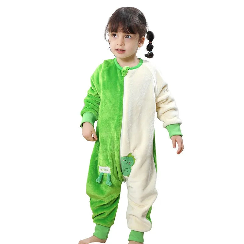 Kawaii Girls Pajamas Winter Purple Rabbit Onesie Hooded Plush Kigurumi Jumpsuit Blanket Sleeper Warm Overall Kids Nightwear Pjs