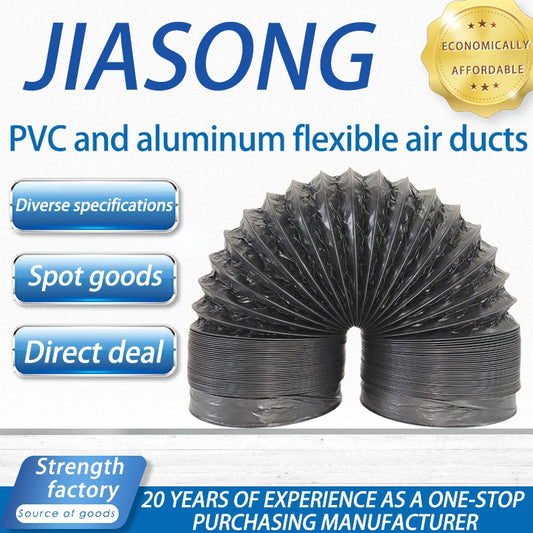 Black Exhaust Flexible Duct with Venting Aluminum Hose, Range Hood Ventilation Fan Hose, Ventilation Pipe, Flexible Aluminum Duct, Four-Layer Protection for Heating, Cooling, Ventilation, and Exhaust Pipes, Hvac Ducting, Fres