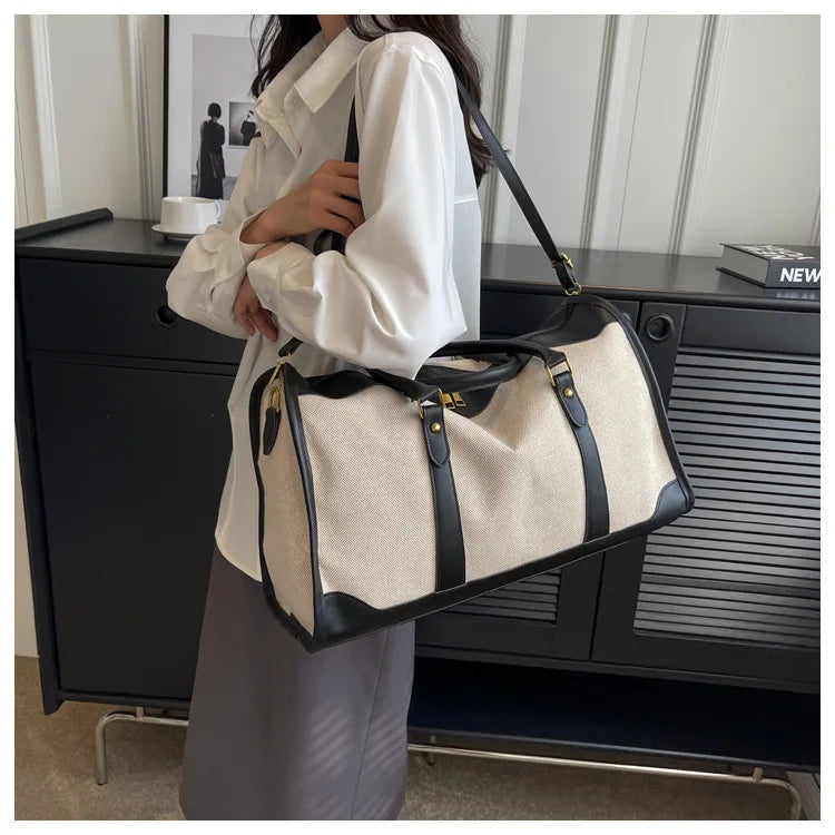 Fashion Travel Bags Women's Canvas Handbags Business Duffels Bags Vintage Fitness Gym Bags Business Trip