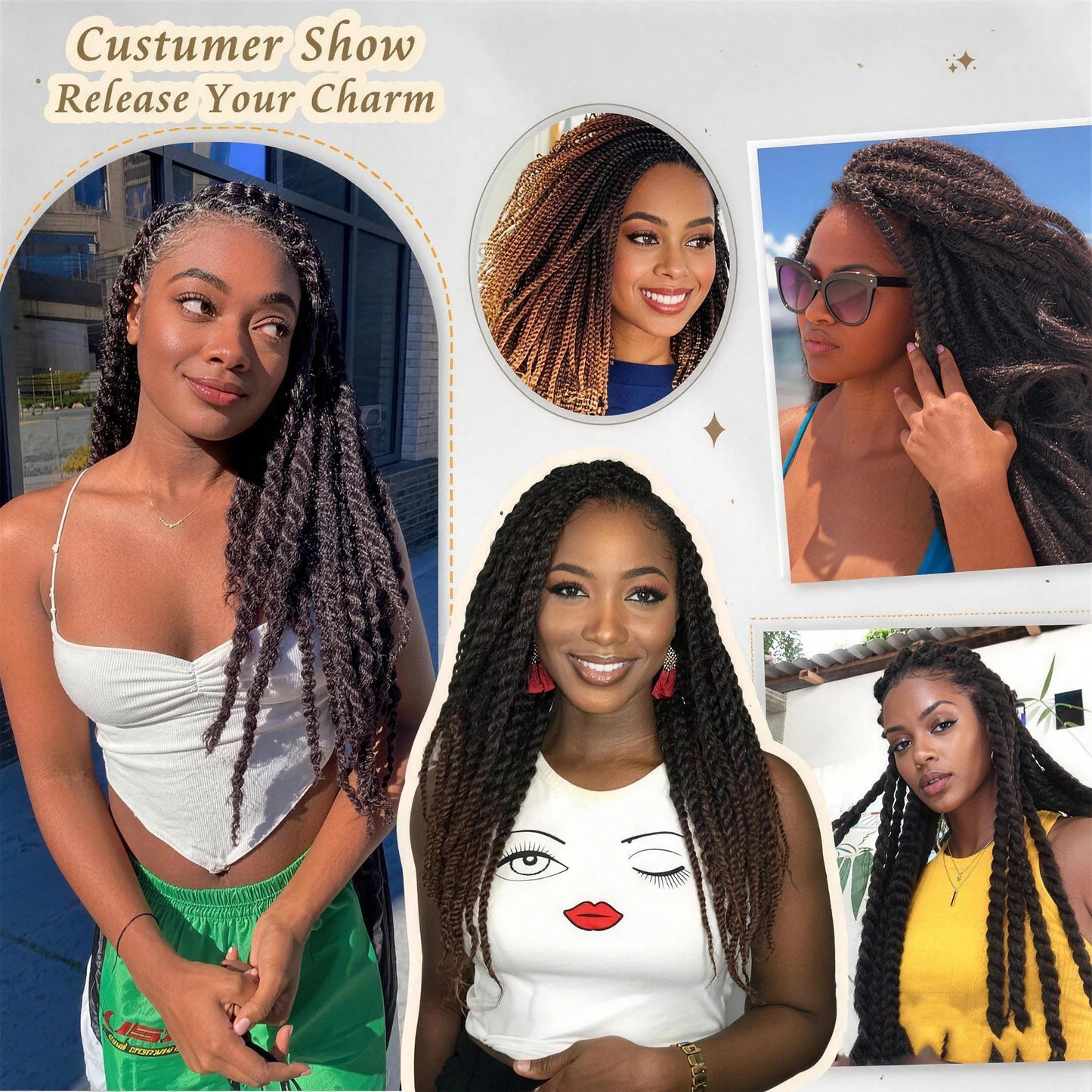 Marley Twist Braiding Hair Pre Stretched Ombre/Solid Colors Afro Kinky Curly Crochet Hair for Faux Locs Jumbo Marley Twists Hair