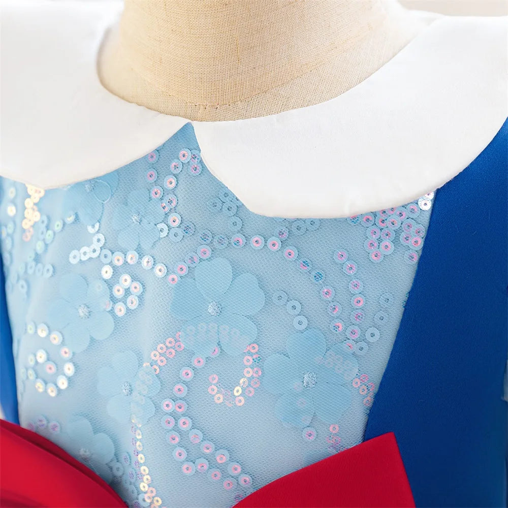 Snow White Princess Gown Girls Cosplay Party Dress Baby Girl Yellow 2pcs Summer Dresses Kids 1st Birthday Gifts Formal Costume