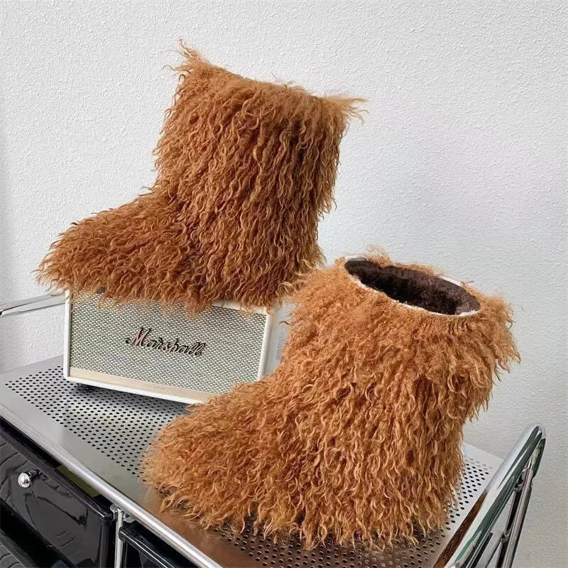Y2K Kids Boots Winter Shoes New Faux Fur Toddler Girl Boots Fashion Colorful Fur Children Ankle Snow Boots Warm Shoes Girls